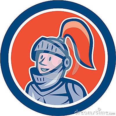 Knight Head Armor Circle Cartoon Stock Photo