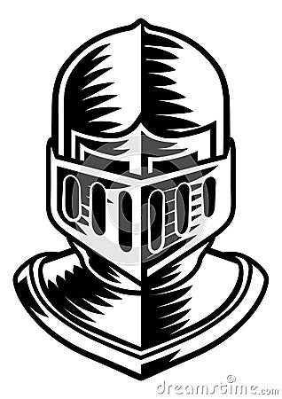 Knight Helmet Armor Helm Medieval Vintage Woodcut Vector Illustration