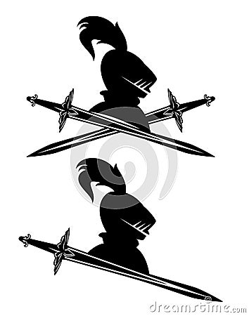 Knight helmet head and sword heraldry vector Vector Illustration