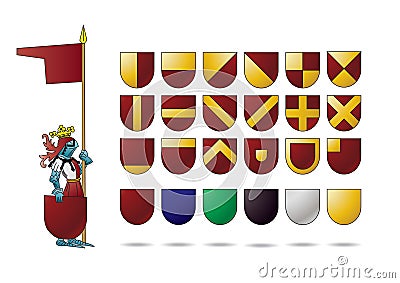 Knight with heraldry shield Vector Illustration