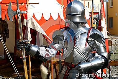 Knight with his Armour Stock Photo