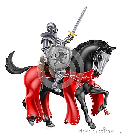 Knight on Horse Vector Illustration