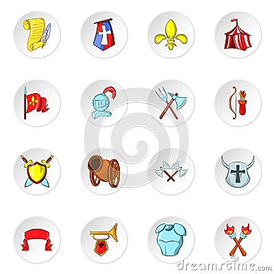 Knight icons, cartoon style Vector Illustration