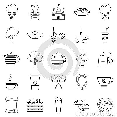 Knight icons set, outline style Vector Illustration