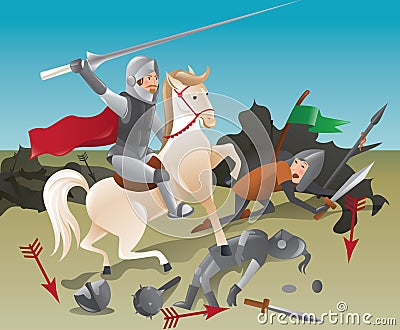 Knight with lance on horseback Vector Illustration