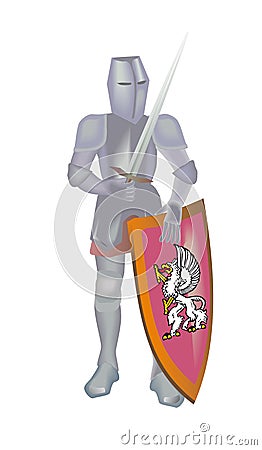 Knight with lifted throw Stock Photo