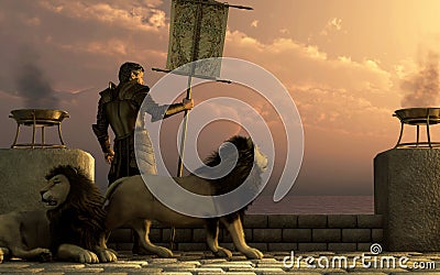 Knight of Lions Stock Photo
