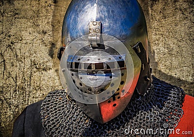 Knight in helmet Stock Photo