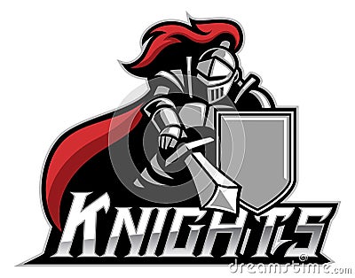 Knight mascot with shield Vector Illustration