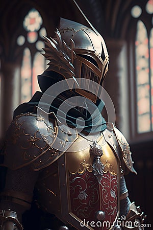 Knight in medieval armor. Stock Photo