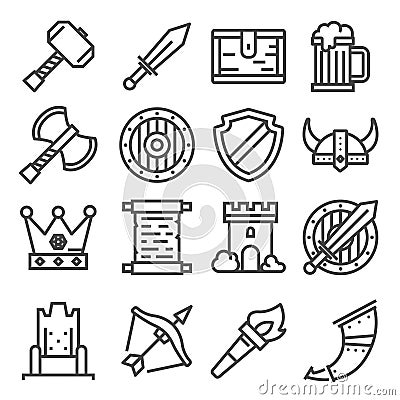 Vector knight medieval history icons set Stock Photo