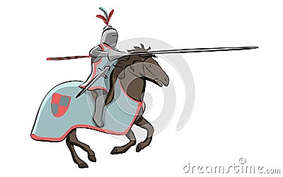 Knight at Medieval Knights Tournament Vector Illustration