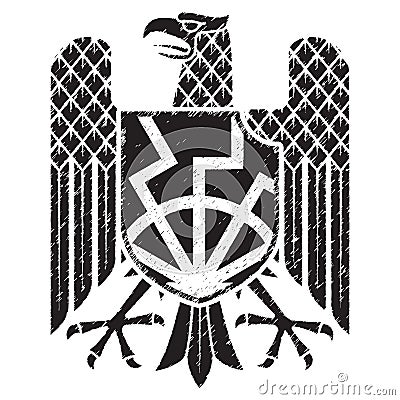 Knight`s heraldic emblem. German heraldic shield with an eagle Vector Illustration