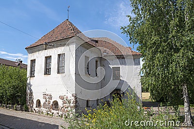 Knight`s house House of Janisch, church of St. Hyacinth - one of the oldest medieval buildings in Vyborg Stock Photo