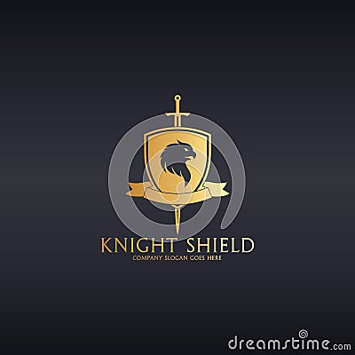 Knight shield. Griffin logo Vector Illustration