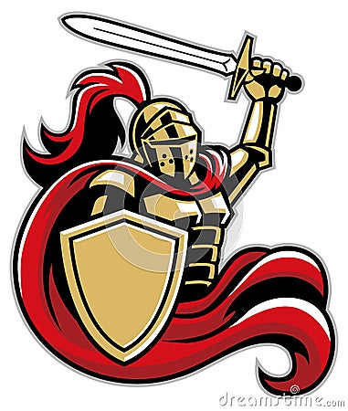 Knight with shield and sword Vector Illustration