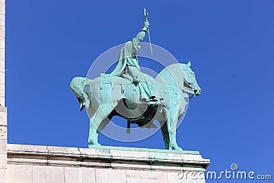 Knight statue front of Basilica of the Sacred Heart paris, France Stock Photo