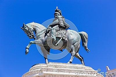 Knight statue front of Italian Parliament Editorial Stock Photo