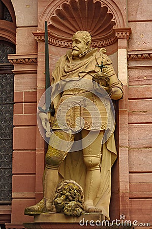 Knight statue, Heidelberger Castle, Germany Stock Photo