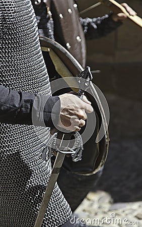 Knight Templar with sword Stock Photo