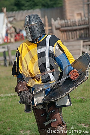 Knights in armor. Tournament festival Stock Photo