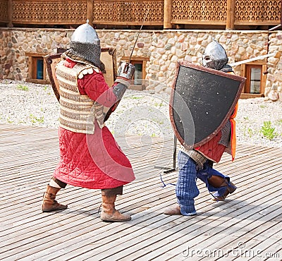 Knights battle Stock Photo