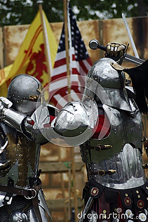 Knights Fighting Stock Photo