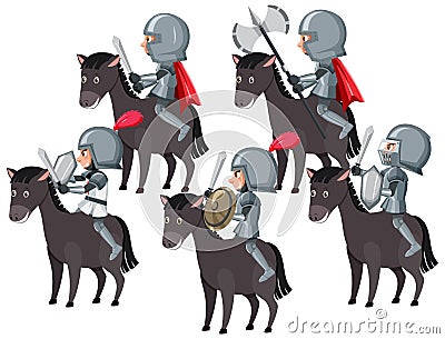 Knights riding horse on white background Vector Illustration