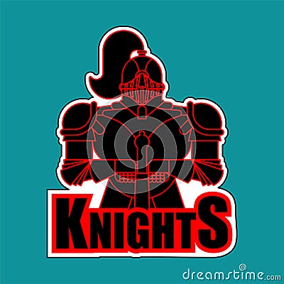 Knights symbol. Metal armor warrior. Knight and Text. Iron armor Vector Illustration