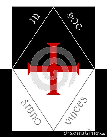 Knights Templar Banner, In hoc signo vinces Stock Photo