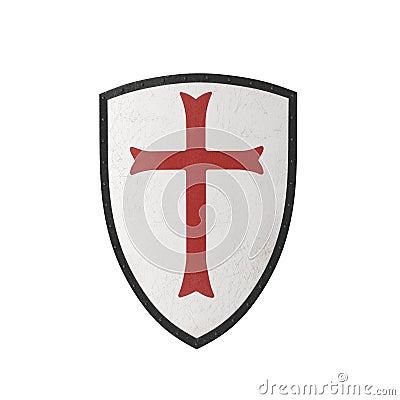 Knights Templar Shield on white. 3D illustration Cartoon Illustration