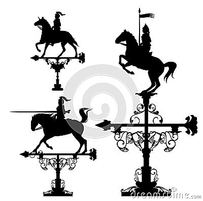 Knights weather vane set Vector Illustration