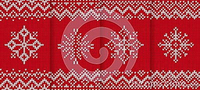 Knit christmas pattern. Red seamless background. Vector illustration Vector Illustration