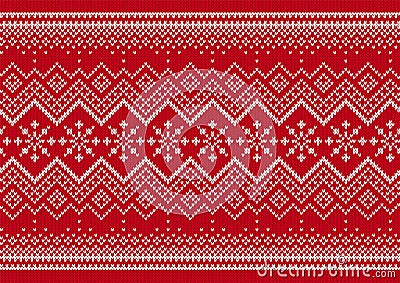 Knit red print. Christmas seamless pattern. Vector illustration Vector Illustration