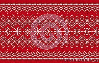 Knit red print. Christmas seamless pattern. Vector illustration Vector Illustration