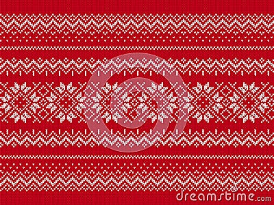 Knit seamless print. Christmas red pattern. Vector illustration Vector Illustration