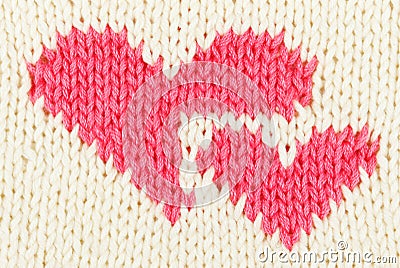 Knit two red heart Stock Photo