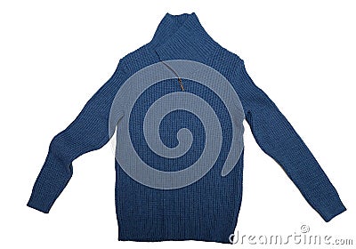 Knitted blue sweater. Isolate on white Stock Photo