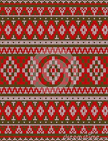 Knitted Chrismas rug tribal ornament seamless pattern. Ethnic aztec print Vector Illustration