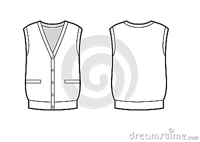 Knitted classic vest with butoons clasp fashion sketch Stock Photo