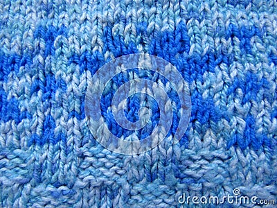 Knitted fabric with pattern blue Stock Photo