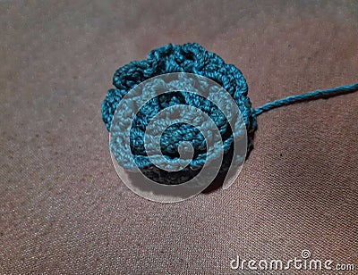 knitted flower with thread Stock Photo