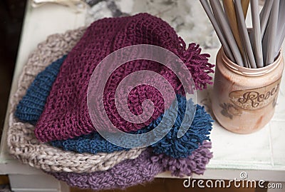 Knitted hats Stock Photo