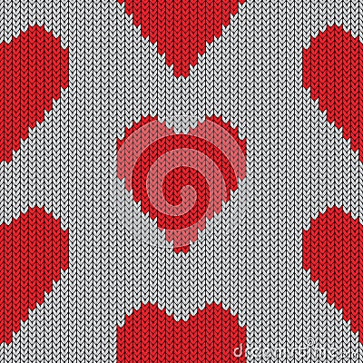 Knitted heart. Valentine day card Vector Illustration