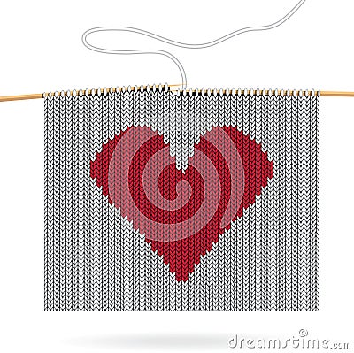 Knitted heart. Valentine day card Vector Illustration