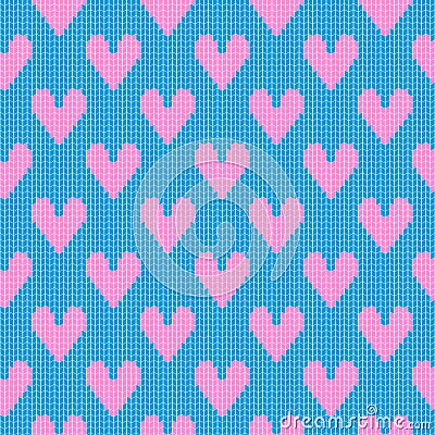 Knitted hearts pattern Vector Illustration