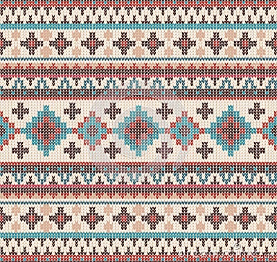 Knitted Indian rug paisley ornament seamless pattern. Ethnic Mandala print Vector Illustration