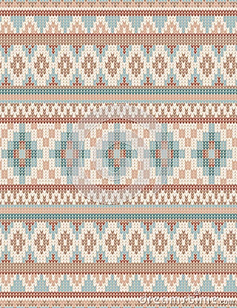 Knitted Indian rug paisley ornament seamless pattern. Ethnic Mandala print Vector Illustration