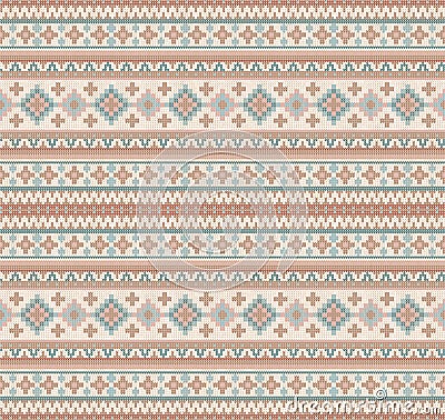 Knitted Indian rug paisley ornament seamless pattern. Ethnic Mandala print Vector Illustration