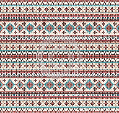 Knitted Indian rug paisley ornament seamless pattern. Ethnic Mandala print Vector Illustration